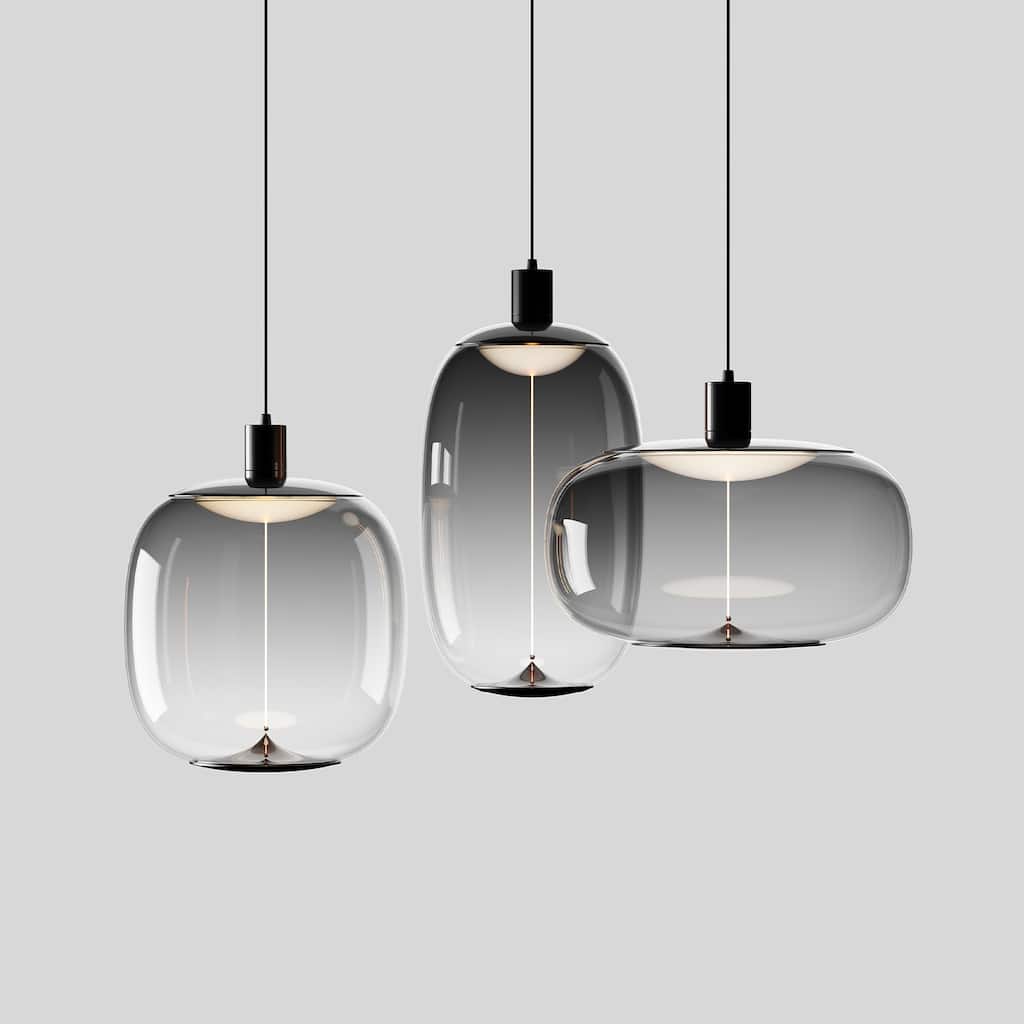 Smoke Gradient Clear Plastic LED Globe Pendant Light