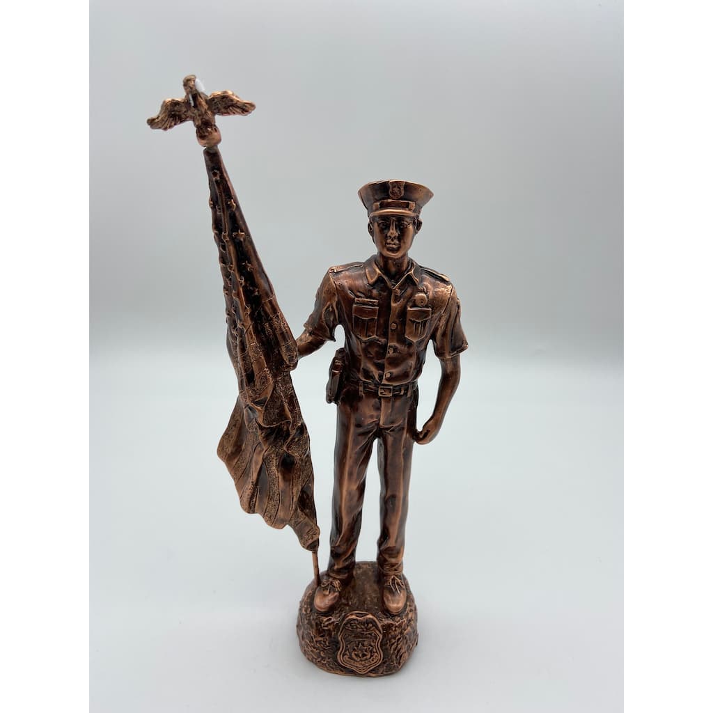 Bronze Policeman with Flag