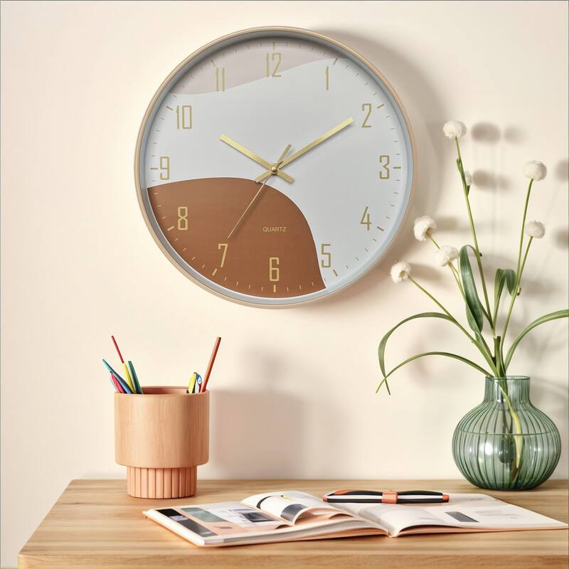 Wall Clock, Modern Silent Non Ticking Battery Operated Clocks for Office, Home, Bathroom, Kitchen, 12 Inch - 12 Inch - Orange