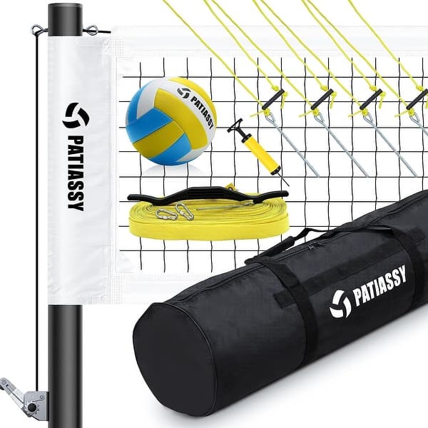slide 2 of 10, Patiassy Portable Professional Volleyball Net Set White