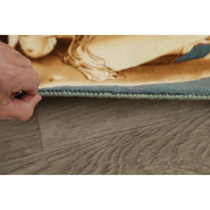 Hand Knotted Oriental 100% Wool Carpet Traditional Pictorial Yellow & Gold Tabriz Area Rug - 3' 6'' X 2' 2''