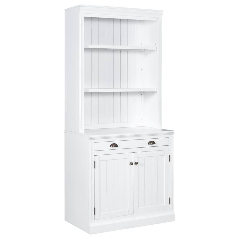 Modern Bookcase with 2 Doors and 1 Drawer,Storage Bookcase with Open Shelves