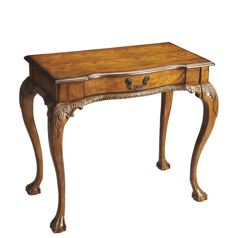 35" Brown Rubberwood Solid Manufactured Wood Writing Desk