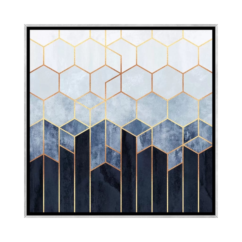 iCanvas "Soft Blue Hexagons" by Elisabeth Fredriksson Framed
