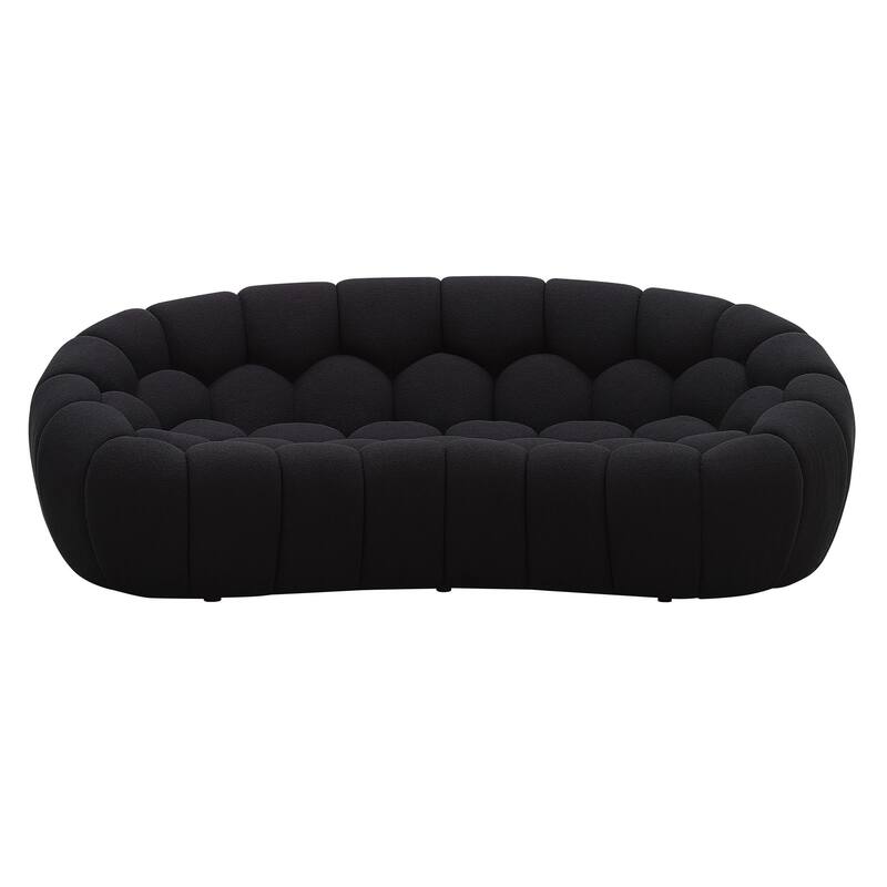 Divani Casa Yolonda Modern Curved Black Fabric Loveseat