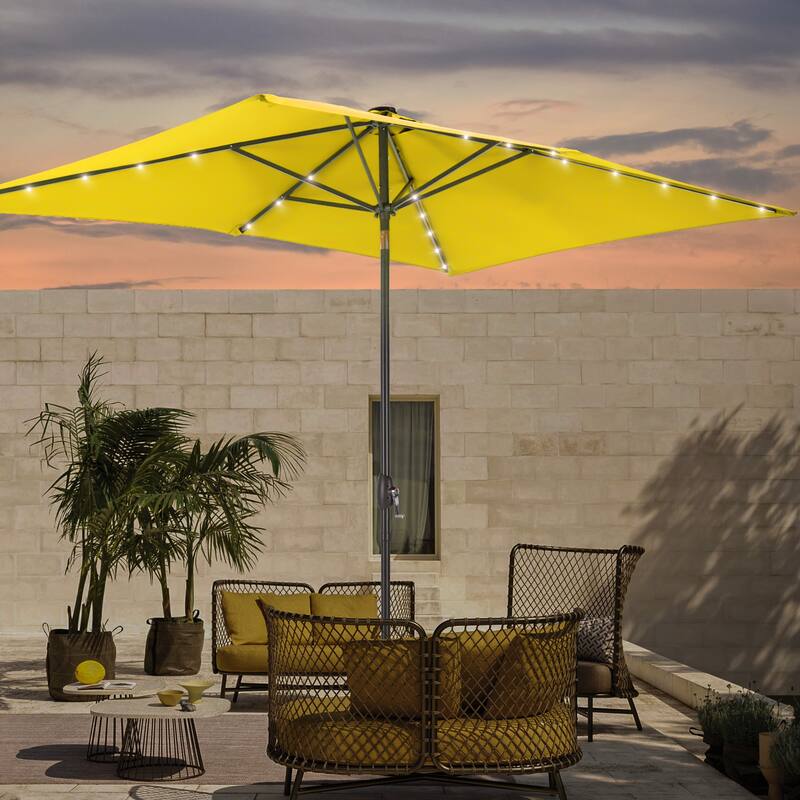 LIVOOSUN 6x9Ft LED Patio Umbrella Weather Resistant Table Umbrella - Yellow
