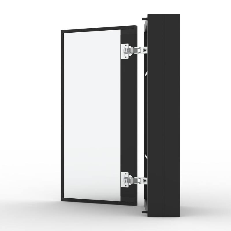 12" x 24" Rectangular Aluminum Surface Mount Medicine Cabinet with Mirror and Shelves