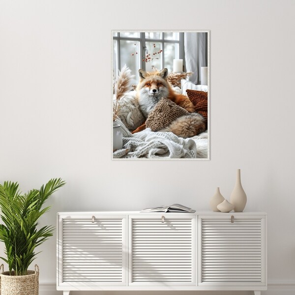 Cozy Fox by Justyna Jaszke Framed Canvas Wall Art - On Sale - Bed