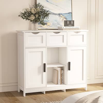 Multifunctional Storage Cabinet with 3 Drawers, 2 Doors, and Shelves, Ideal for Home Decor and Organization