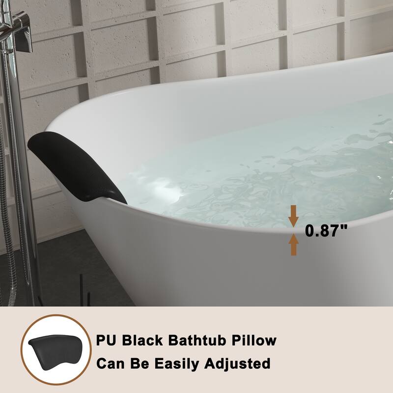 CASAINC Resin Stone Solid Surface Soaking Stand Alone Bathtub Freestanding Bathtub in Matte White