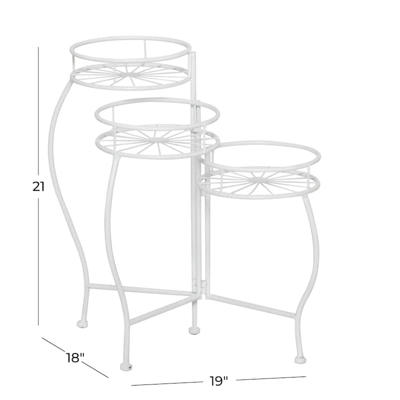 Metal Starburst Indoor Outdoor 3 Tier Indoor Outdoor Plantstand - Black, White, Green, Blue - Roche River Decor