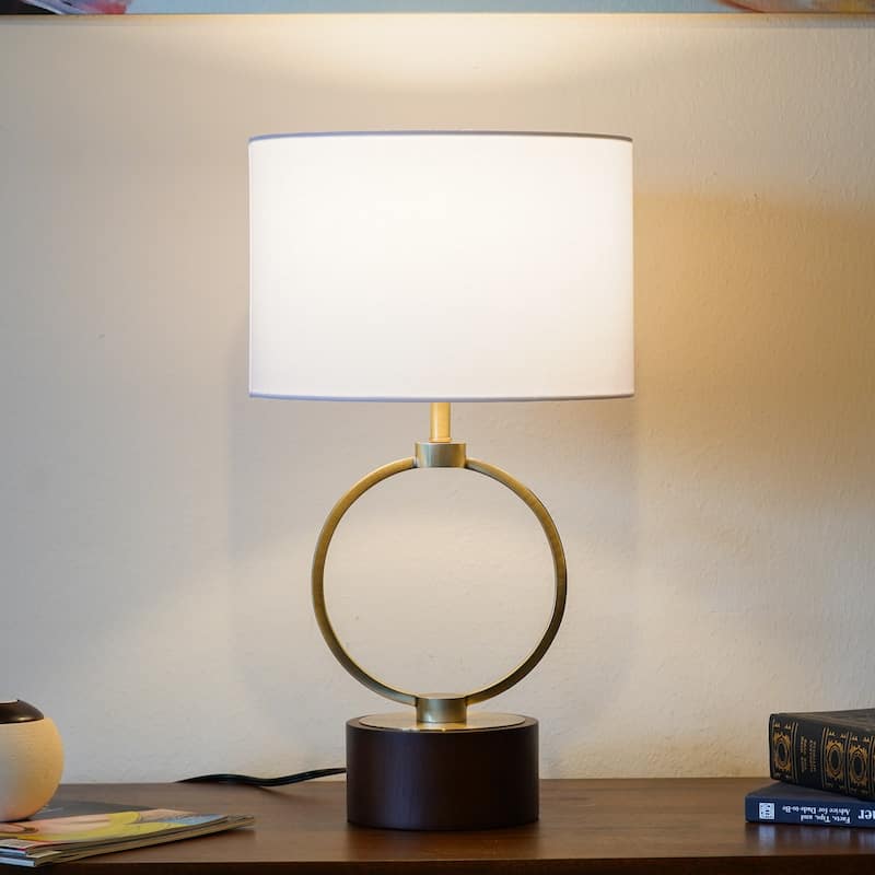 Bedroom Table Lamp Romantic Warm Metal Study Room Desk Bedside Lamp, Metal Circular Table Lamp 110V