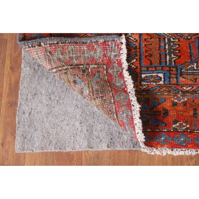 Hand Knotted Oriental 100% Wool Carpet Traditional Medallion Oranges & Rust Heriz Area Rug - 11' 4'' X 7' 11''