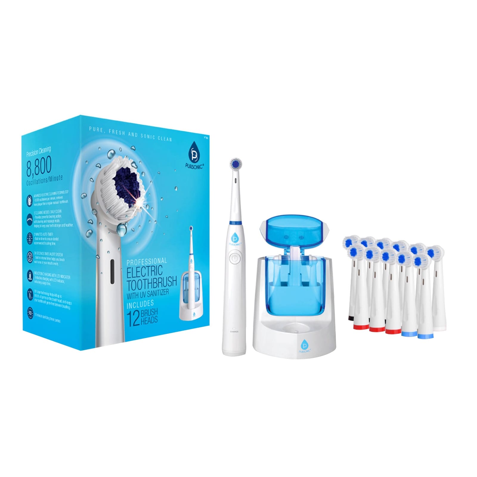 Pursonic Oscilatting electric Rechargeable Toothbrush - White