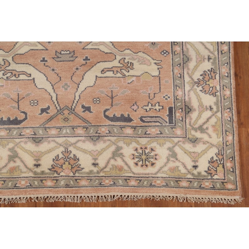 Transitional Peach Oushak Oriental Area Rug Handmade Wool Carpet - 5'10"x 8'10"