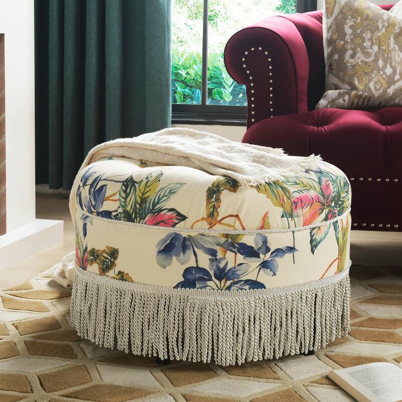 Yolanda 24" Upholstered Round Accent Ottoman