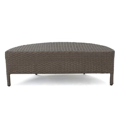 Newton Outdoor Half-Round Coffee Table - Wicker - Gray by Christopher Knight Home