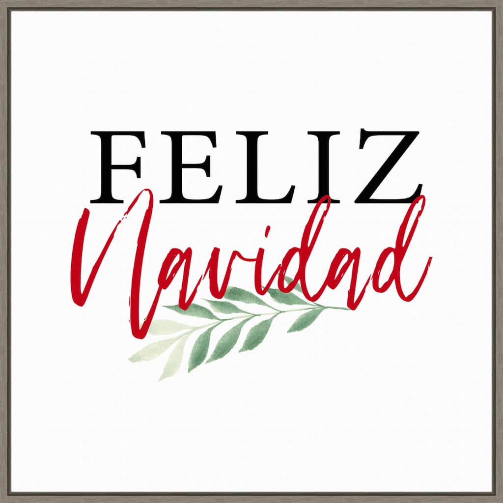 Feliz Navidad Script by Amanti Art Portfolio Framed Canvas Wall Art