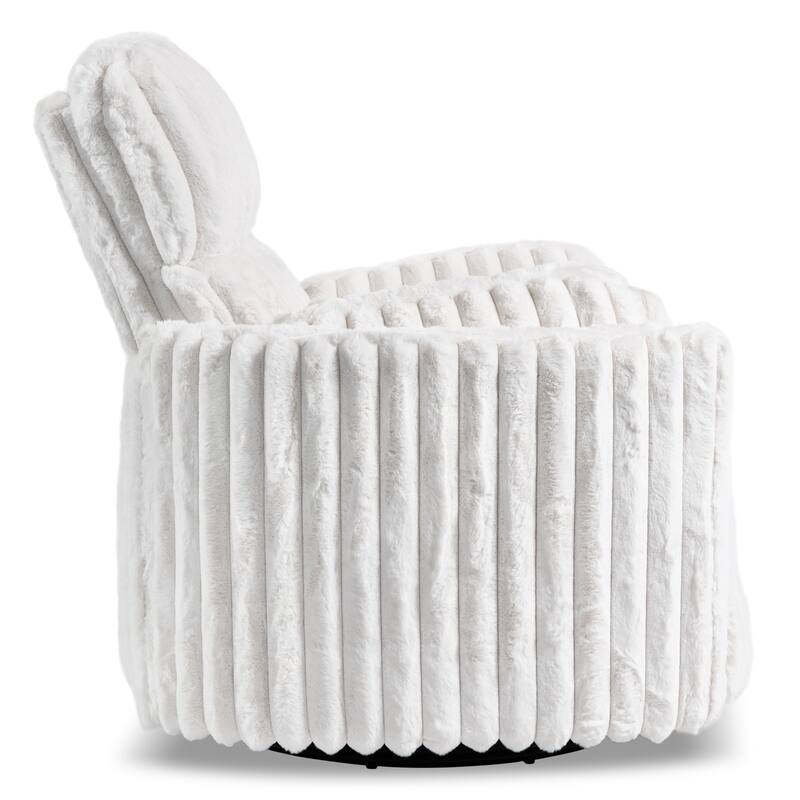 Furniture of America Jorvien Modern Chenille Power Swivel Glider Recliner with Pillows