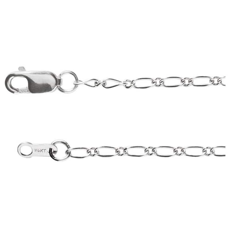 Curata 14k White Gold 1.5mm Figaro Chain Necklace