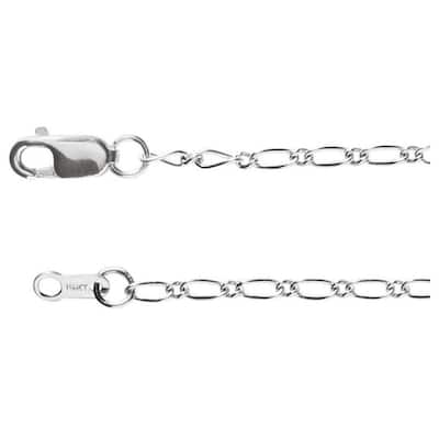 Curata 14k White Gold 1.5mm Figaro Chain Necklace