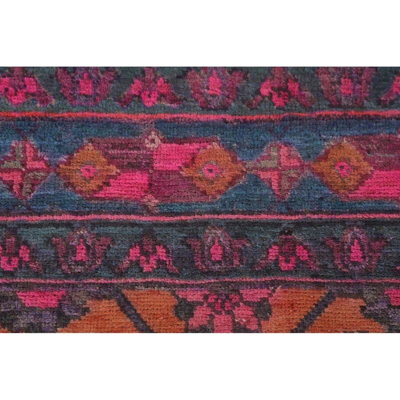 Over-Dyed Sirjan Persian Vintage Runner Rug Handmade Wool Carpet - 3'11"x 9'10"