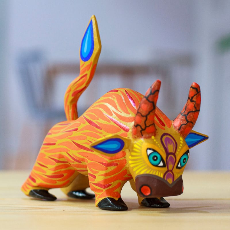 Novica Handmade Flaming Force Wood Alebrije Figurine