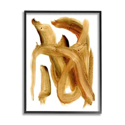 Stupell Abstract Brush Stroke Brown Paint Details Framed Wall Art