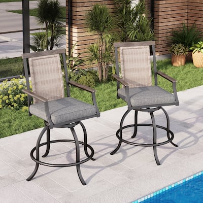 Teluk Extra Wide Swivel Bar Stools (Set of 2) by Havenside Home
