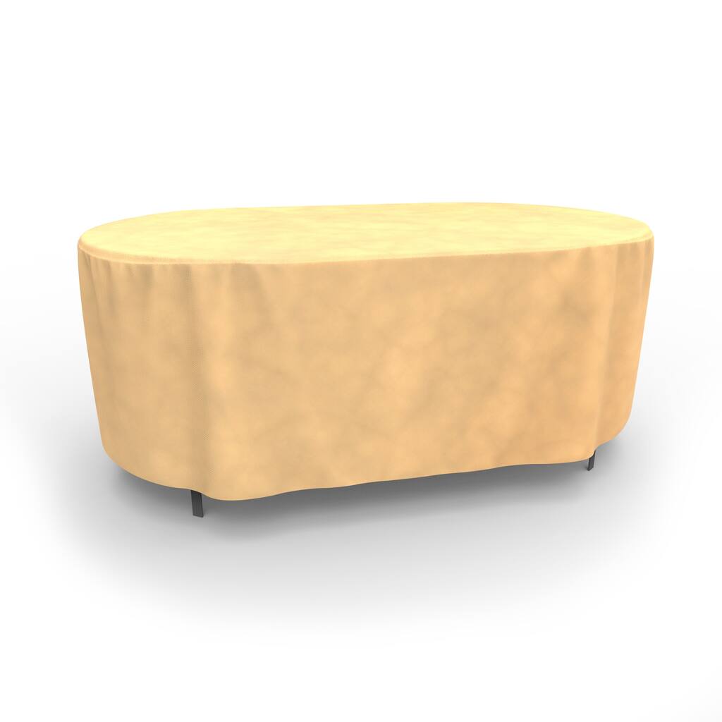 Budge Water-Resistant Oval Patio Table Cover, All-Seasons, Nutmeg
