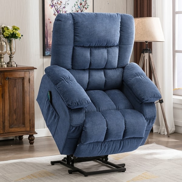 slide 2 of 24, Oversized Power assist Lift Recliner Chair with Heat and Massage Blue