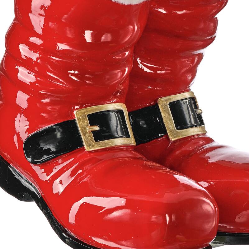 9.5" Resin Santa Boot Planter With Fur