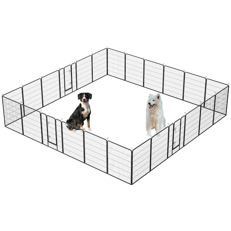 Foldable Dog Playpen - 24-Panel Pet Fence with Lockable Door for All Dog Sizes, Ideal for Outdoor, RV & Camping