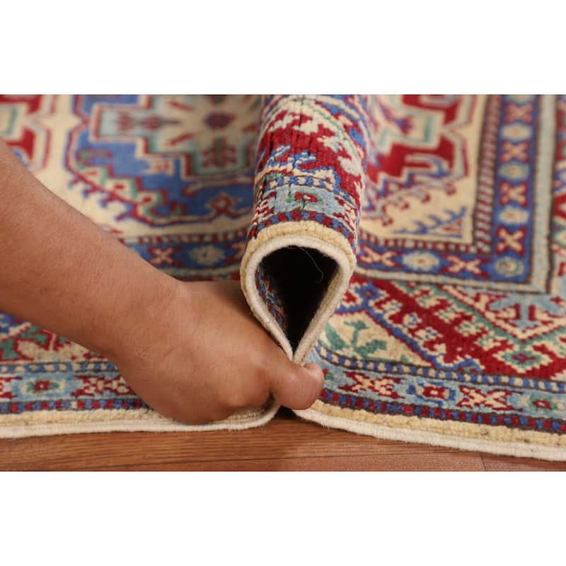 Geometric Kazak Oriental Accent Rug Handmade Bedroom Wool Carpet - 2'7" x 3'10"