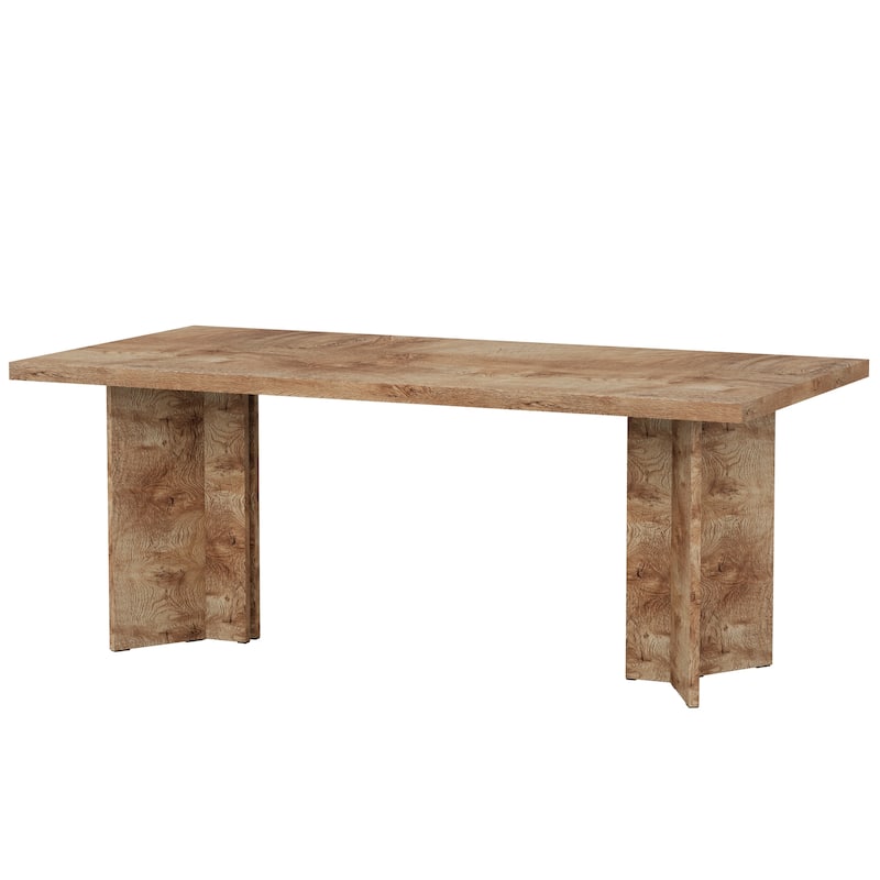 63"Farmhouse Dining Table for 4-6 People - Rustic Rectangular Wood Kitchen Table with Thick Top, Modern Dining Room Table