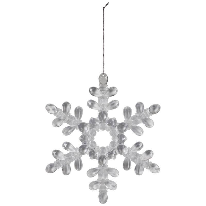 Hanging Acrylic Snowflake Christmas Ornaments - 7" - Clear - Set of 6