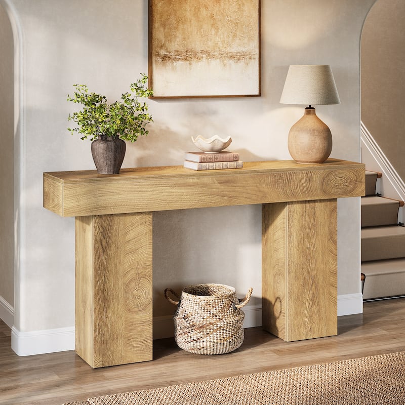 63" Industrial Farmhouse Wooden Console Sofa Table for Entryway