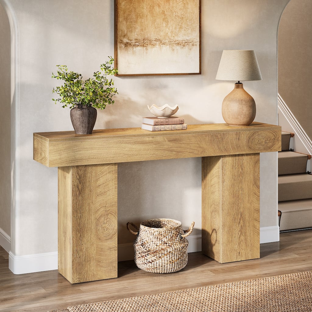63" Industrial Farmhouse Wooden Console Sofa Table for Entryway