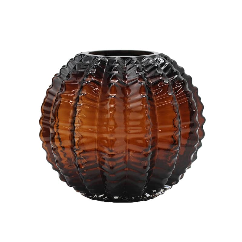 D6.7x6" Textured Round Glass Vase