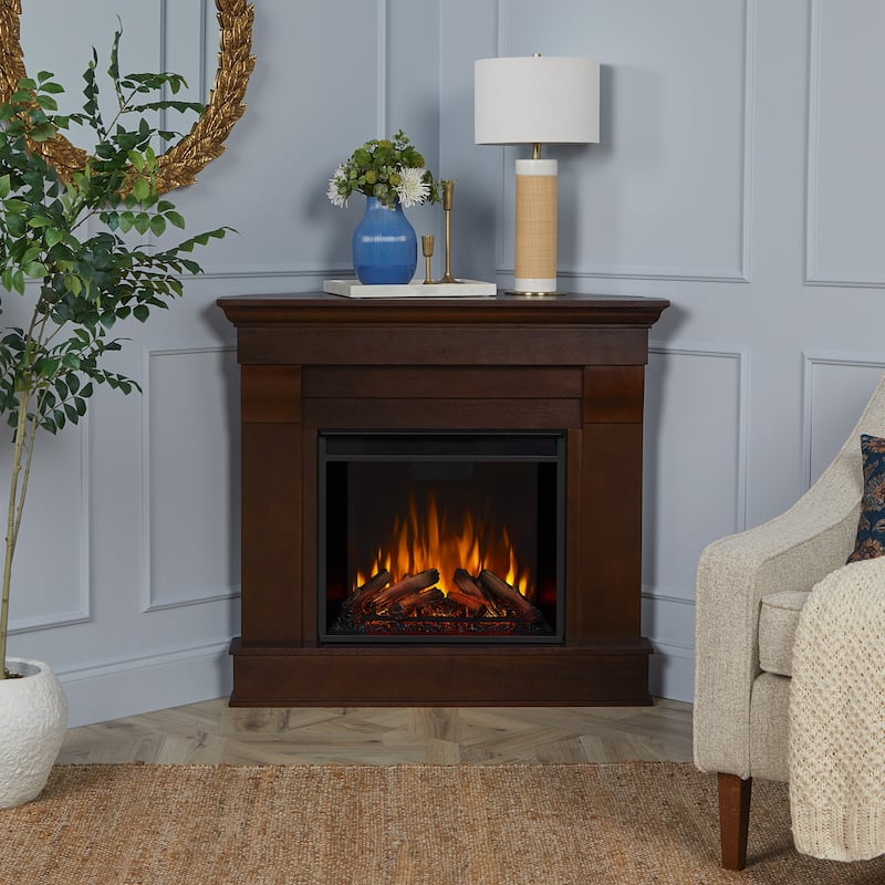 Chateau 41" Dark Walnut Corner Electric Fireplace by Real Flame
