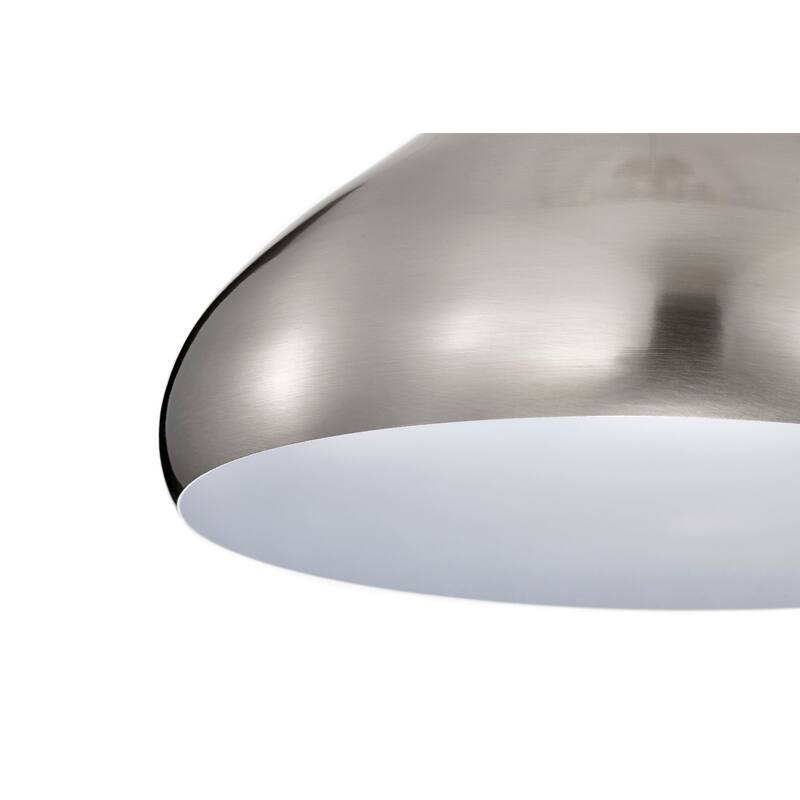 1-Light 12 in. Brushed Nickel Single Pendant with Teardrop Metal Shade