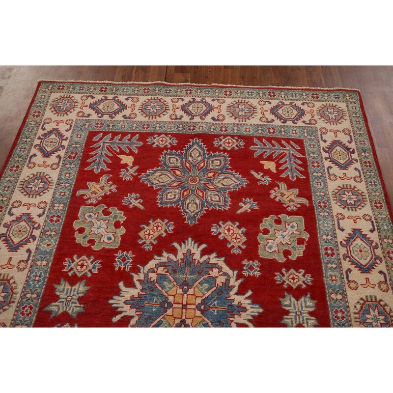 Traditional Kazak Area Rug Hand-Knotted Wool Carpet - 5'1" x 7'0"