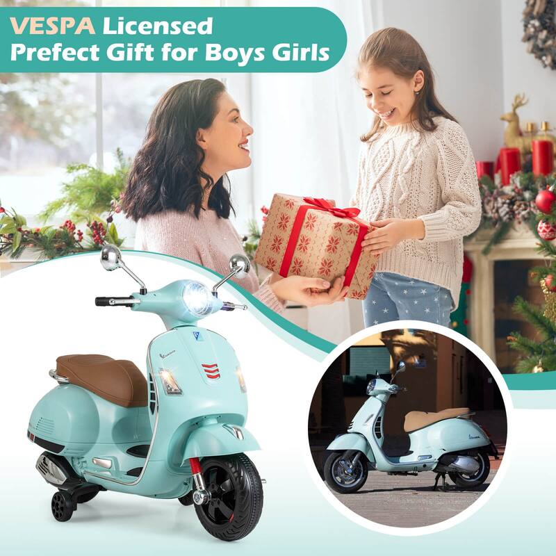 Costway Licensed VESPA 12V Kids Electric Motorcycle with Music Horn - See Details