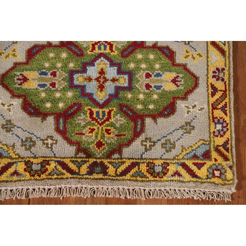 Geometric Kazak Oriental Rug Hand-Knotted Wool Carpet - 2'6"x 5'11"