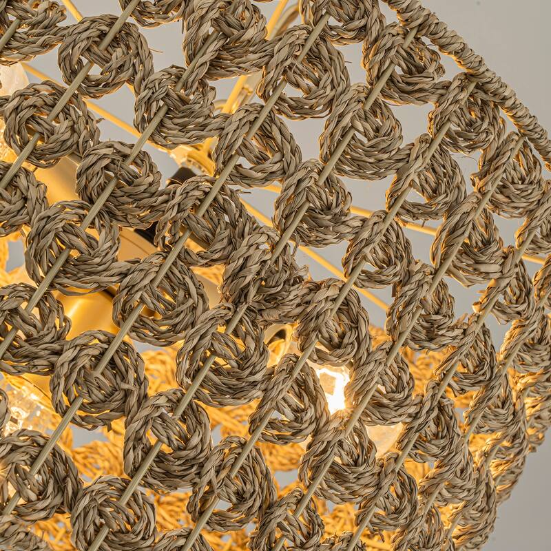 Koyo 4-Light Rattan Drum Pendant, Coastal Boho - Handwoven