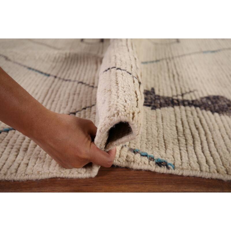 Moroccan Abstract Area Rug Handmade Wool Carpet - 7'11" x 11'6"