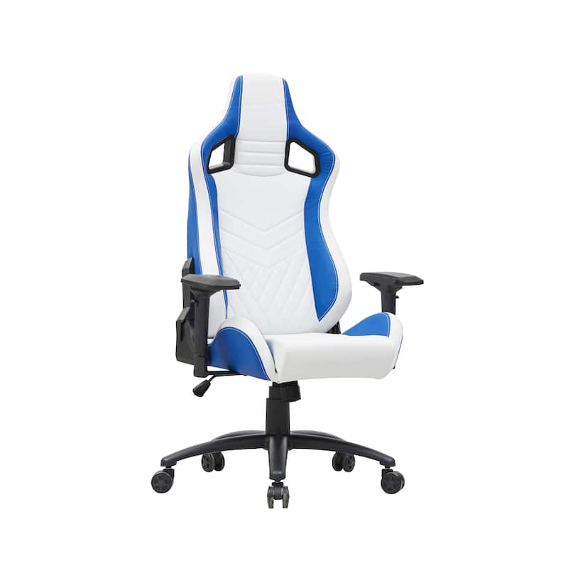 Olive White Vegan Leather Reclining Gaming Chair by Furniture of America