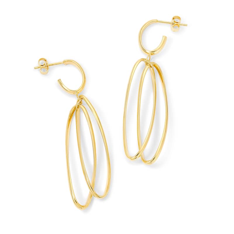 Clover 14K Yellow Gold High-Polish Twisted Oval Drop Earrings