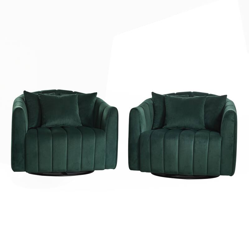 Comfortable Oversized Velvet Swivel Chair with Multiple Pillows for Various Rooms