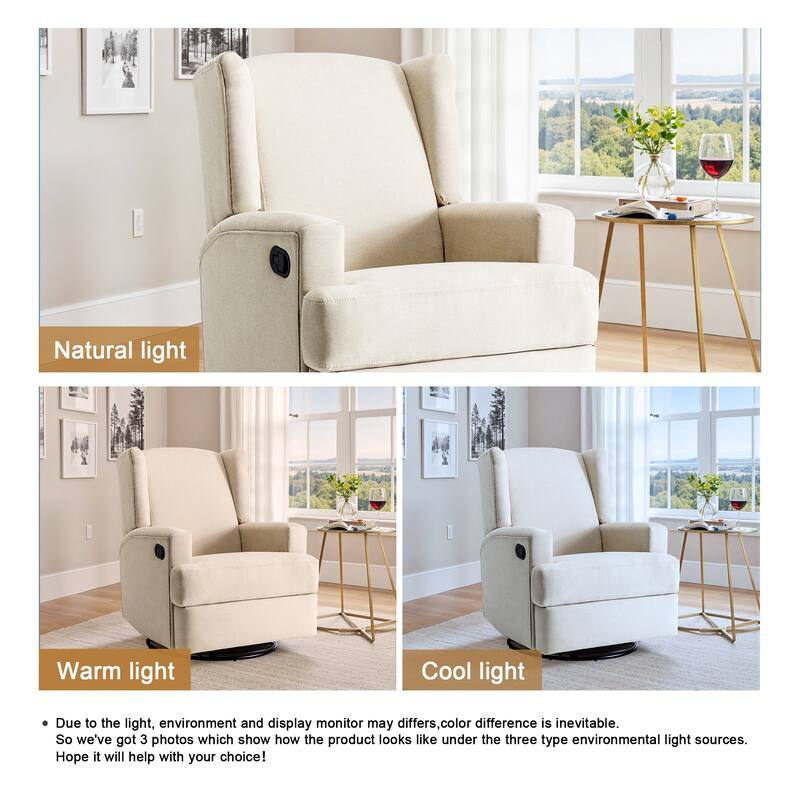 Swivel Wingback Glider Rocker Nursery Recliner Chair